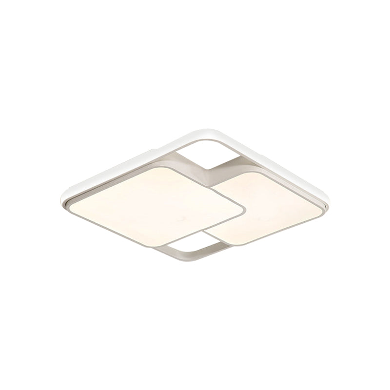 Contemporary Black/White Rectangle Flush Ceiling Light - LED Acrylic Flushmount for Cafes