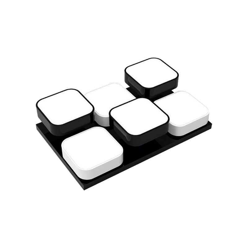 Modern LED Ceiling Mount Light - Square Kitchen Bedroom Lamp (4/6/9/12/16/20 Heads) in Black