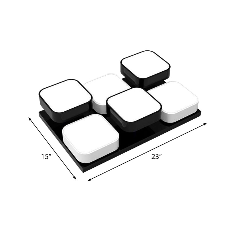 Modern LED Ceiling Mount Light - Square Kitchen Bedroom Lamp (4/6/9/12/16/20 Heads) in Black