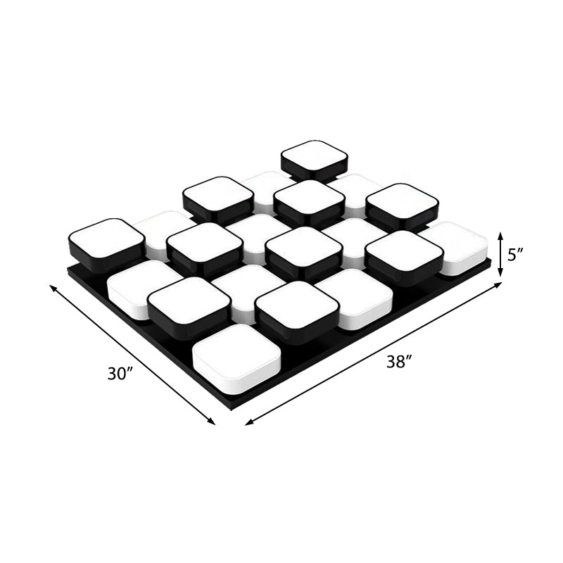 Modern LED Ceiling Mount Light - Square Kitchen Bedroom Lamp (4/6/9/12/16/20 Heads) in Black