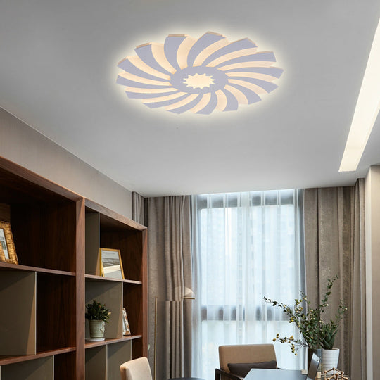 Modern Hotel-Style LED Flush Ceiling Light with Warm/White Lighting and Acrylic Flower Design for Bedroom