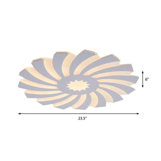 Modern Hotel-Style LED Flush Ceiling Light with Warm/White Lighting and Acrylic Flower Design for Bedroom