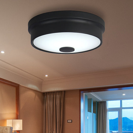 Macaron Drum Ceiling Flush Light in Metal with LED, Ideal for Kids Room, Available in Various Colors with Frosted Glass Diffuser