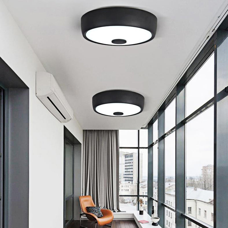 Macaron Drum Ceiling Flush Light in Metal with LED, Ideal for Kids Room, Available in Various Colors with Frosted Glass Diffuser