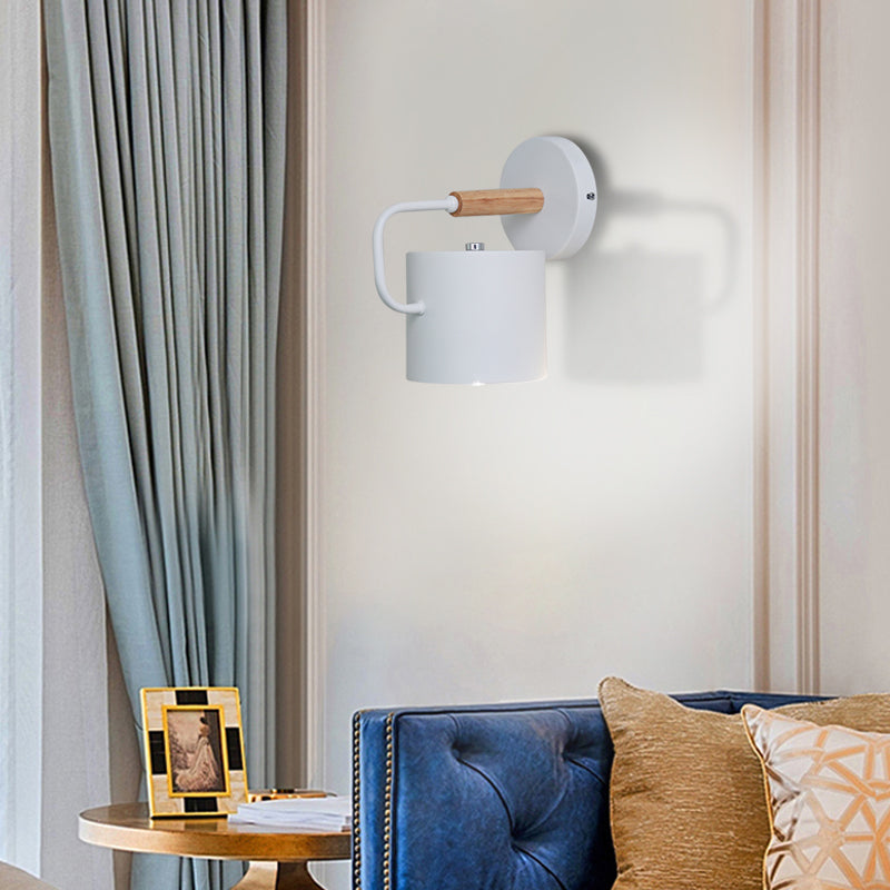 Contemporary Metal Wall Light Sconce - Cylindrical 5" W - Gray/White/Green - Mounts over Table