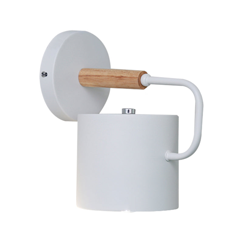 Contemporary Metal Wall Light Sconce - Cylindrical 5" W - Gray/White/Green - Mounts over Table