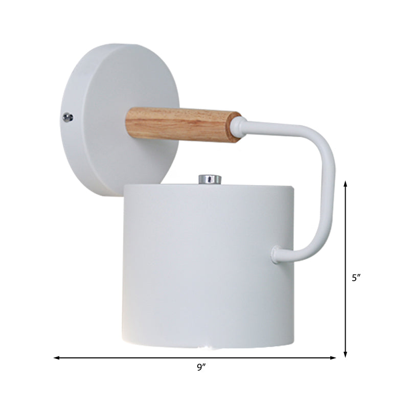 Contemporary Metal Wall Light Sconce - Cylindrical 5" W - Gray/White/Green - Mounts over Table