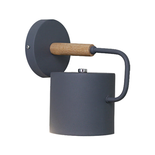 Contemporary Metal Wall Light Sconce - Cylindrical 5" W - Gray/White/Green - Mounts over Table