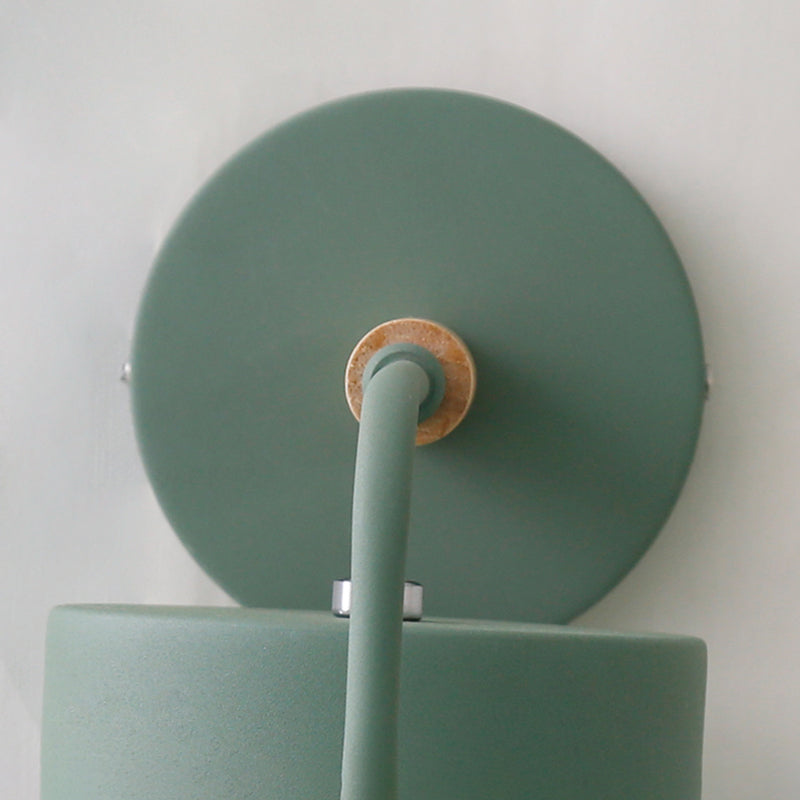 Contemporary Metal Wall Light Sconce - Cylindrical 5" W - Gray/White/Green - Mounts over Table