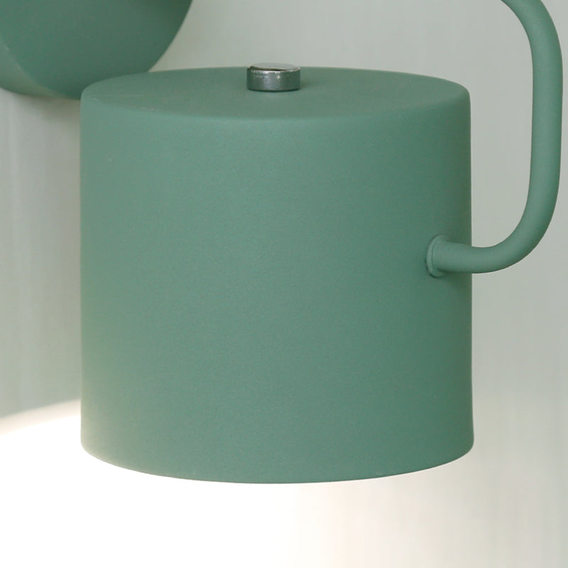 Contemporary Metal Wall Light Sconce - Cylindrical 5" W - Gray/White/Green - Mounts over Table