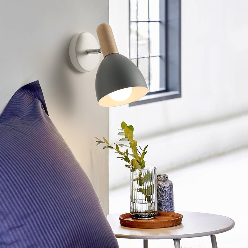 Contemporary Metal Dome Wall Sconce - 1 Head Black/Gray/White Wall Light for Bedroom - 5" W