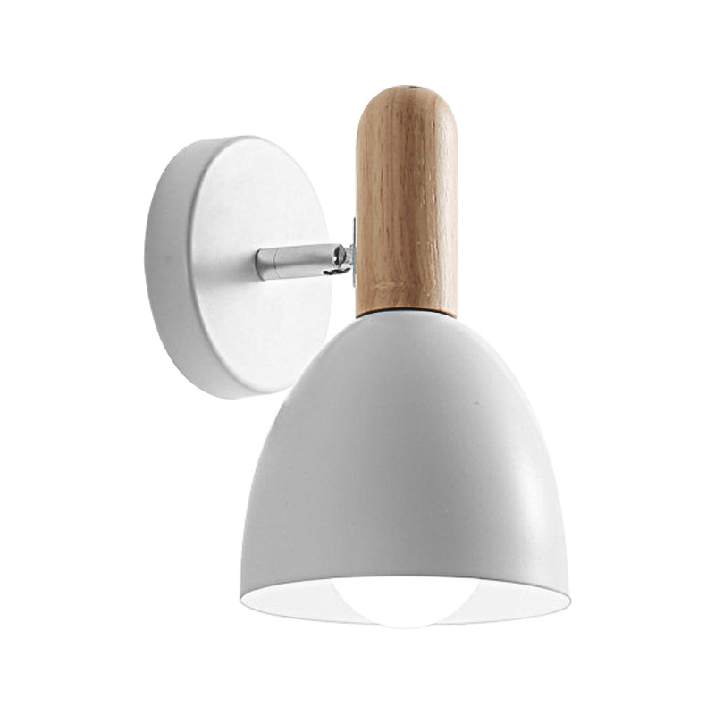 Contemporary Metal Dome Wall Sconce - 1 Head Black/Gray/White Wall Light for Bedroom - 5" W