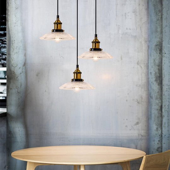 1-Light Grid Glass Ceiling Light with Brass Bowl Shade – Perfect for Industrial Kitchen Décor