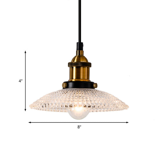 1-Light Grid Glass Ceiling Light with Brass Bowl Shade – Perfect for Industrial Kitchen Décor