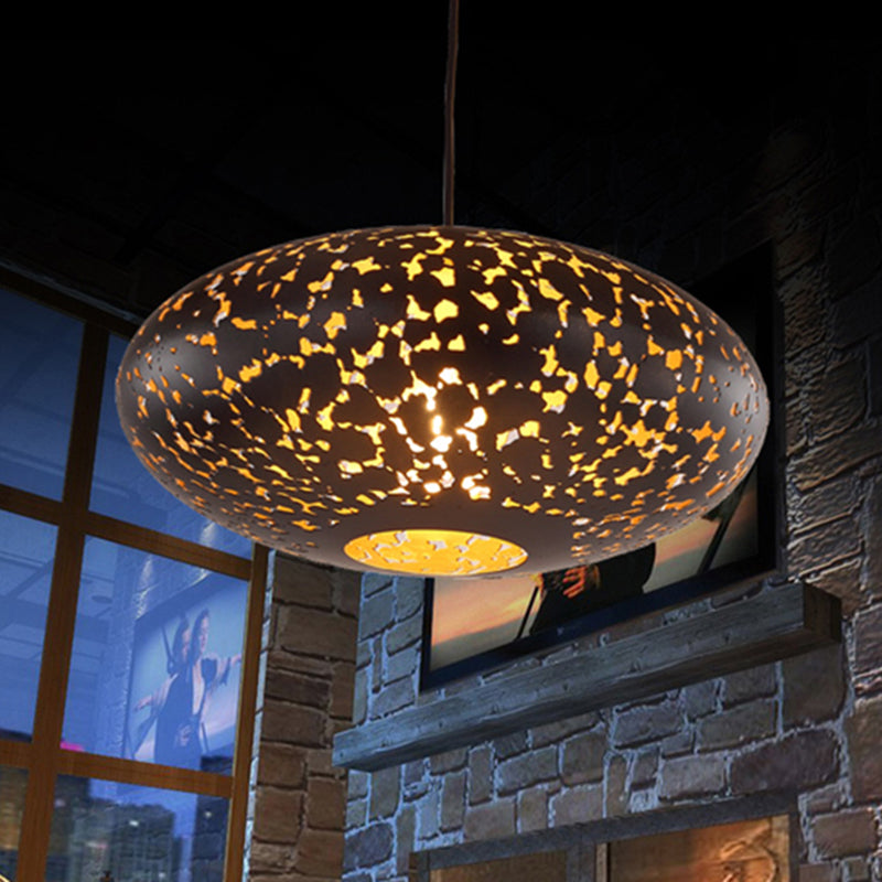 Metal Ceiling Lamp Lantern - Silver/Bronze/Brass, 1 Head Pendant Light for Bedroom