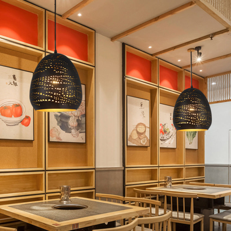 Traditional Urn Ceiling Light - 8"/10" Wide, 1-Head Metal Fixture in Black