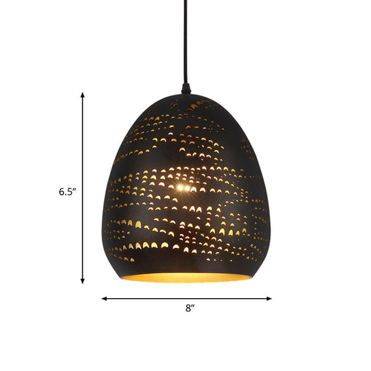 Traditional Urn Ceiling Light - 8"/10" Wide, 1-Head Metal Fixture in Black