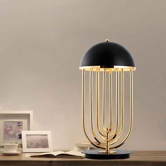Modern Black/White Table Lamp with Dome Metal Shade – Perfect for Living Room Task Lighting