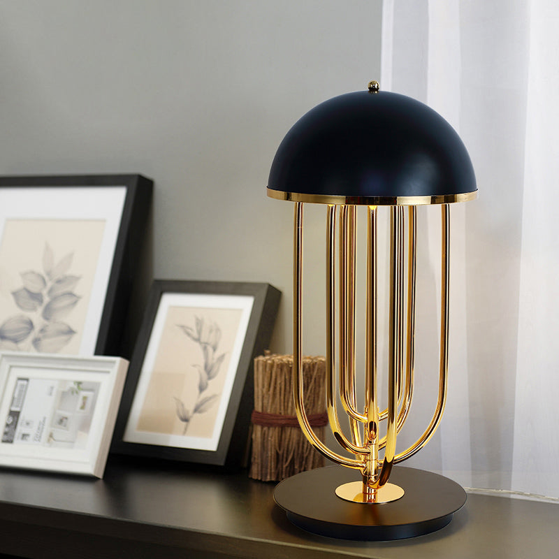 Modern Black/White Table Lamp with Dome Metal Shade – Perfect for Living Room Task Lighting