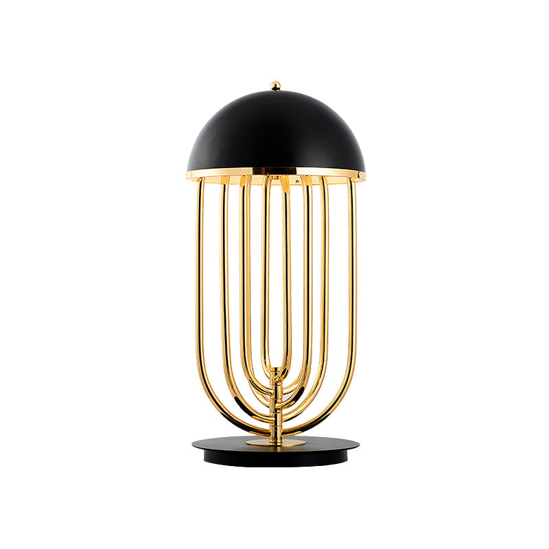 Modern Black/White Table Lamp with Dome Metal Shade – Perfect for Living Room Task Lighting