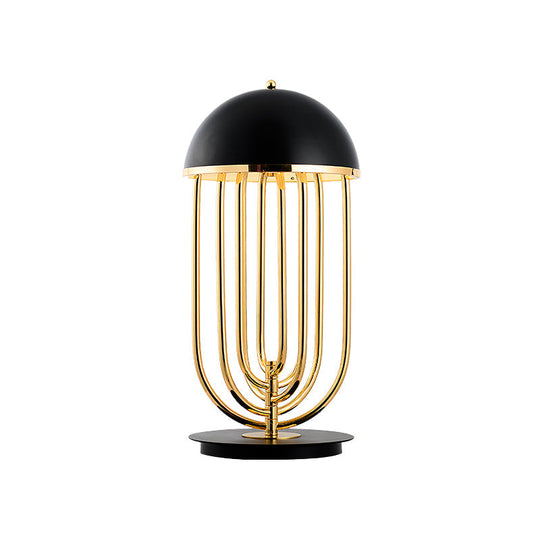 Modern Black/White Table Lamp with Dome Metal Shade – Perfect for Living Room Task Lighting