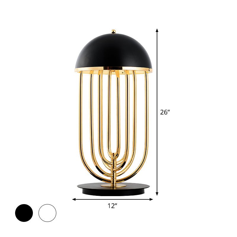 Modern Black/White Table Lamp with Dome Metal Shade – Perfect for Living Room Task Lighting