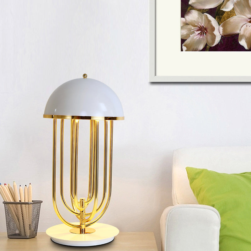 Modern Black/White Table Lamp with Dome Metal Shade – Perfect for Living Room Task Lighting