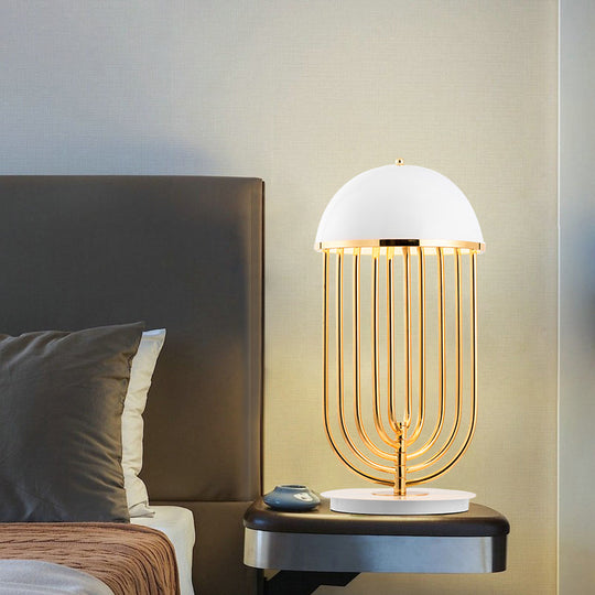 Modern Black/White Table Lamp with Dome Metal Shade – Perfect for Living Room Task Lighting