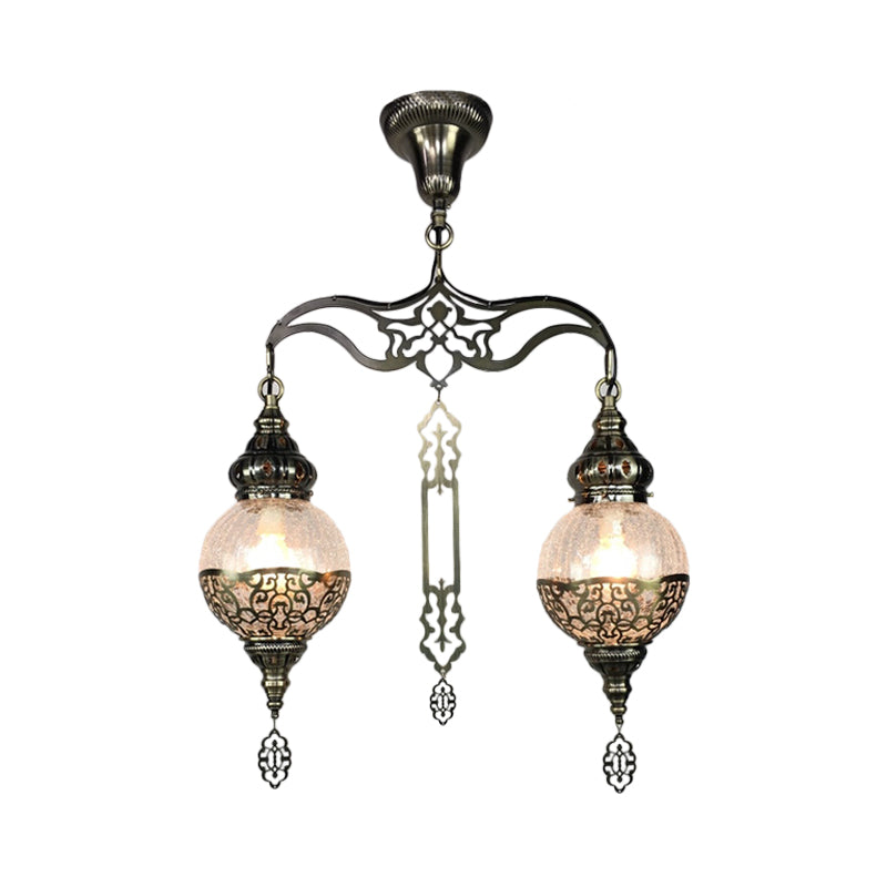 Traditional Clear Glass Ceiling Lamp: Globe/Gourd Design, 2 Heads, Living Room Lighting