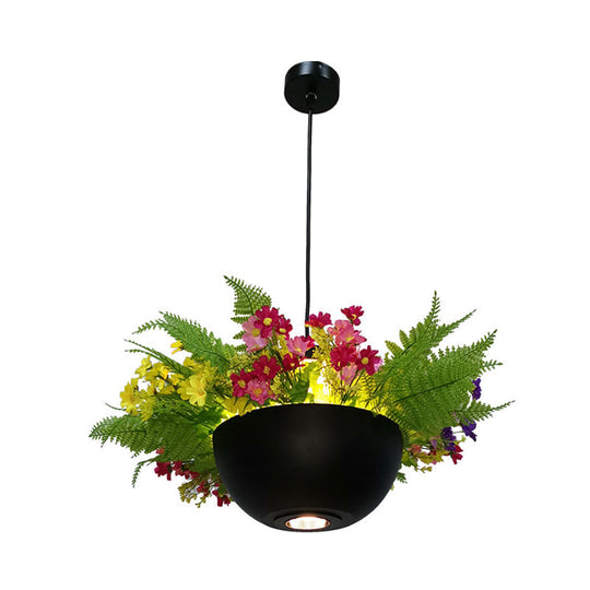 Black Metal Industrial Hanging Light with LED Bulb for Restaurant Ceiling