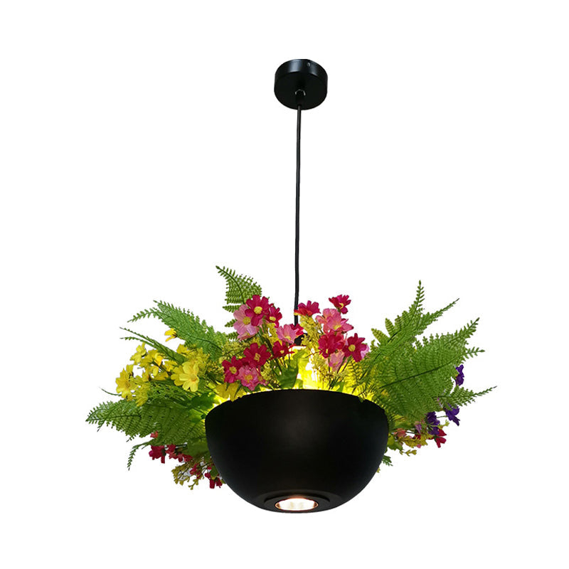Black Metal Industrial Hanging Light with LED Bulb for Restaurant Ceiling