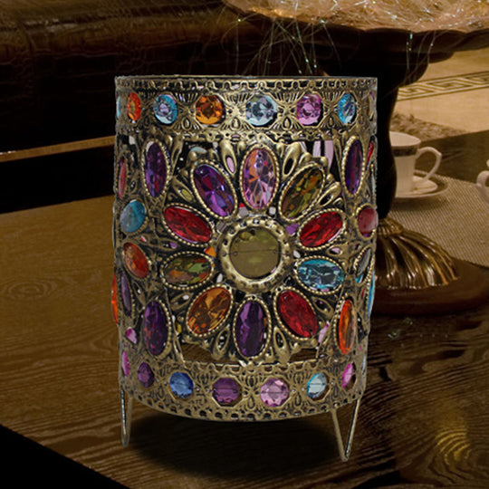 1-Head Brass Nightstand Light for Traditional Living Room Décor