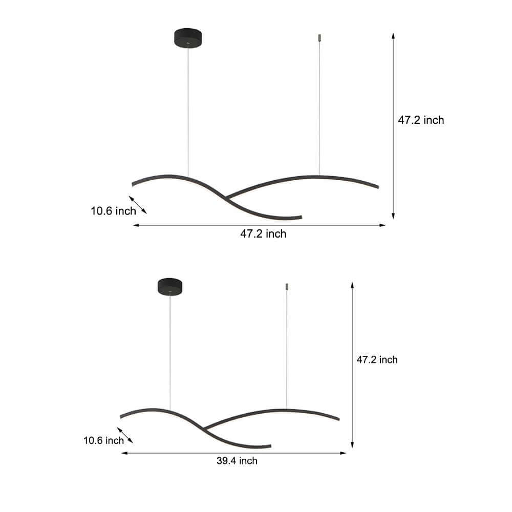 Wave Linear LED Pendant – 39.4" or 47.2" Wide