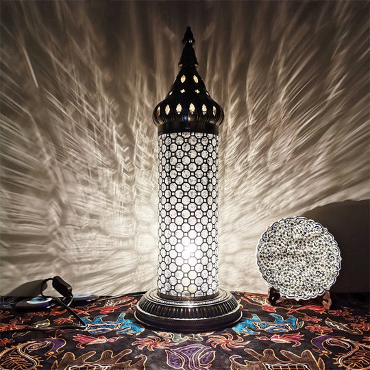 1-Light Bronze Metallic Turkey Style Cylinder Desk Lamp, 23.5"/31.5" High