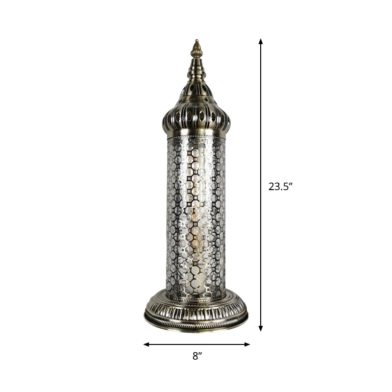 1-Light Bronze Metallic Turkey Style Cylinder Desk Lamp, 23.5"/31.5" High