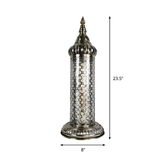 1-Light Bronze Metallic Turkey Style Cylinder Desk Lamp, 23.5"/31.5" High