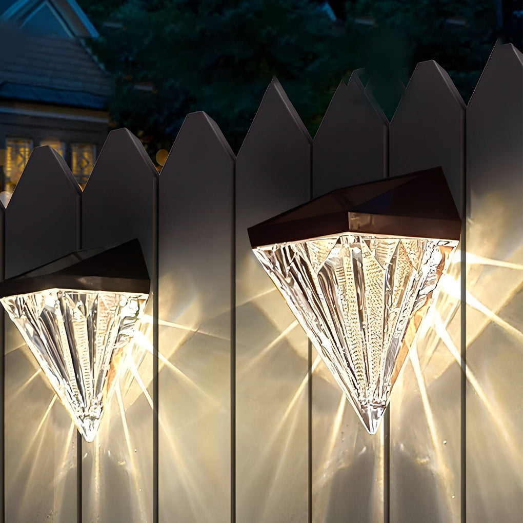 2PCS Geometric LED Solar Wall Lamp Waterproof Outdoor Wall Lights
