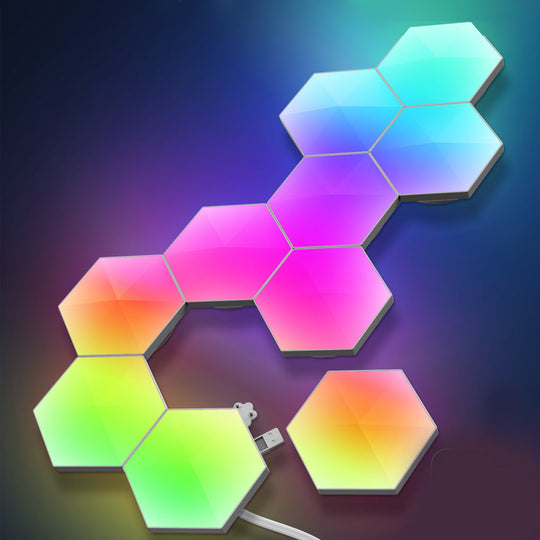 Hexagon Cellular Shaped RGBIC Smart Wall Lamp – Music Sync LED Panels