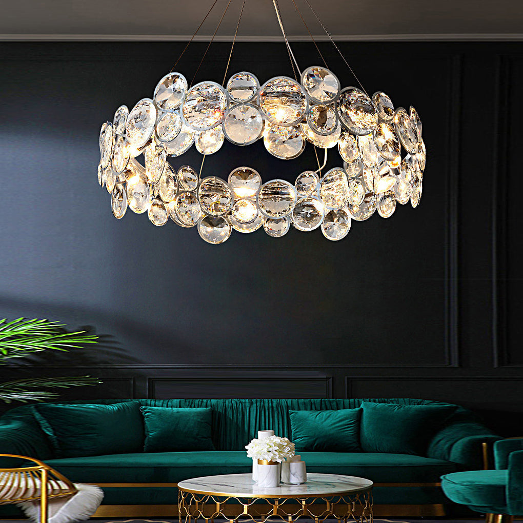 Round Bubbles Crystal Electroplated Metal Modern Chandelier Light