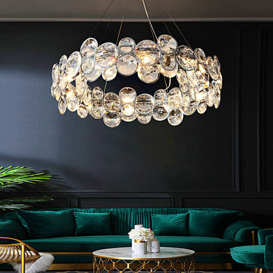 Round Bubbles Crystal Electroplated Metal Modern Chandelier Light