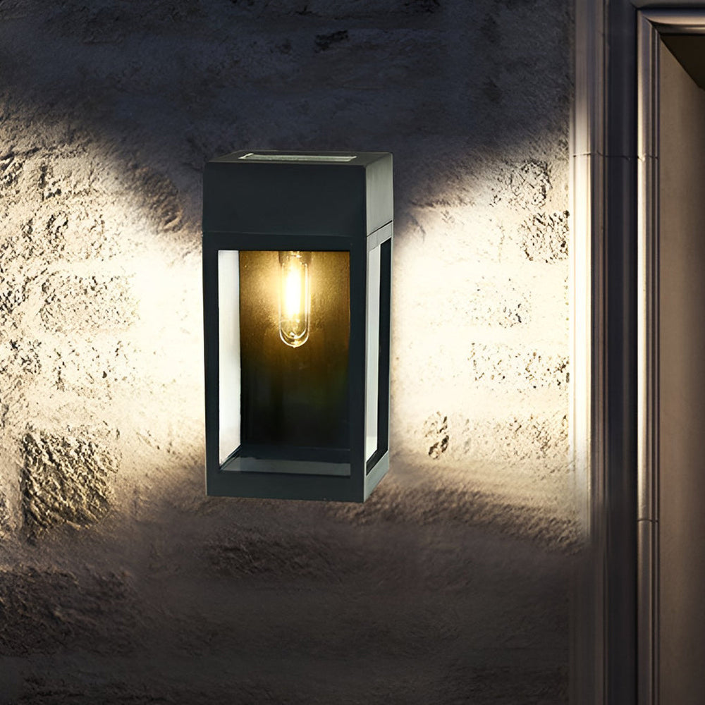 Rectangular Glass Solar LED Waterproof Wall Lamp with Light Control