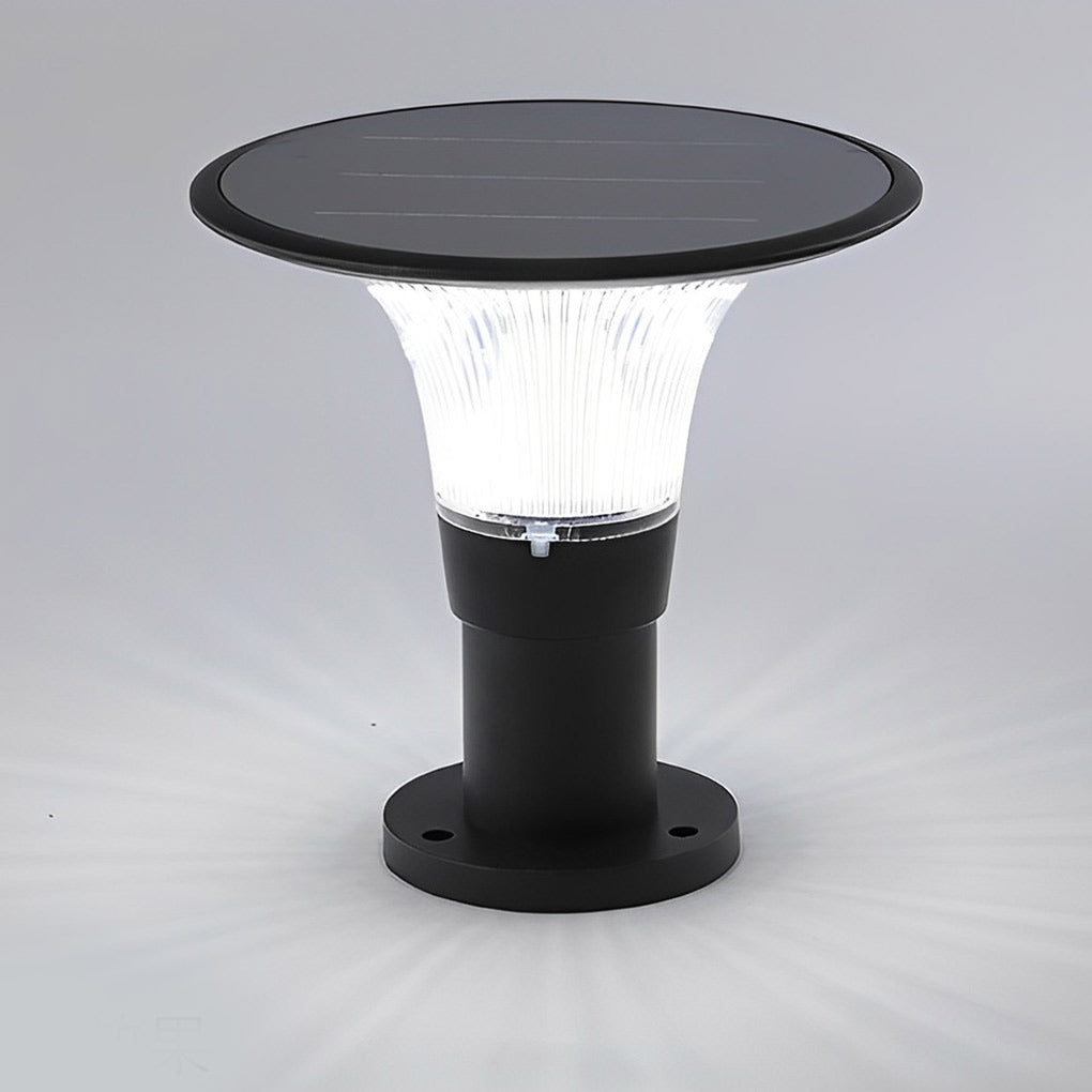 Round Dimmable LED Solar Fence Post Light Waterproof Outdoor Lamp