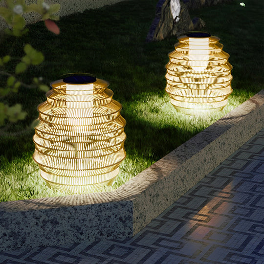 Waterproof Handwoven Rattan Solar Outdoor Lantern