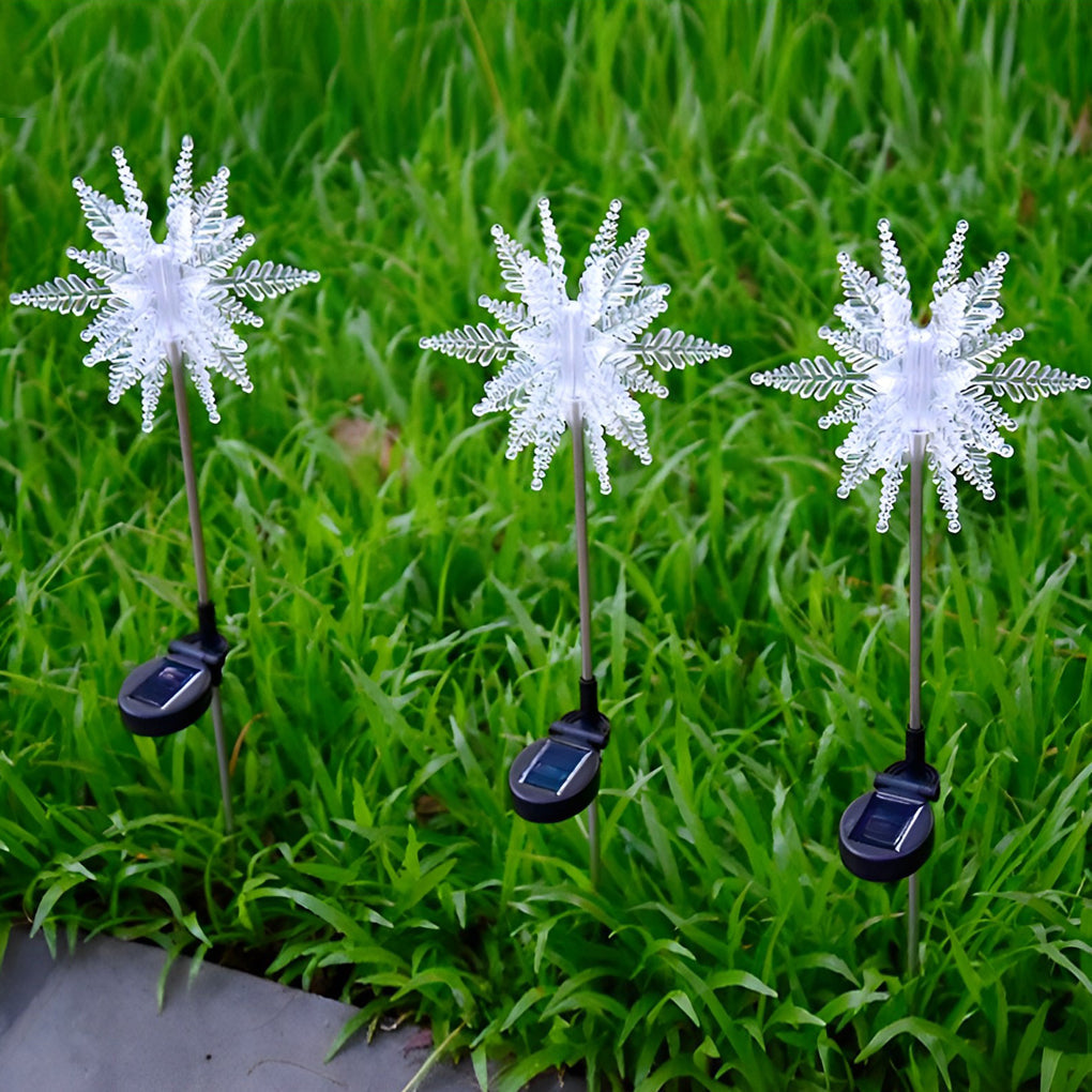 Acrylic Solar Snowflake Lawn Lights 2PCS Set for Festive Outdoor Ambience