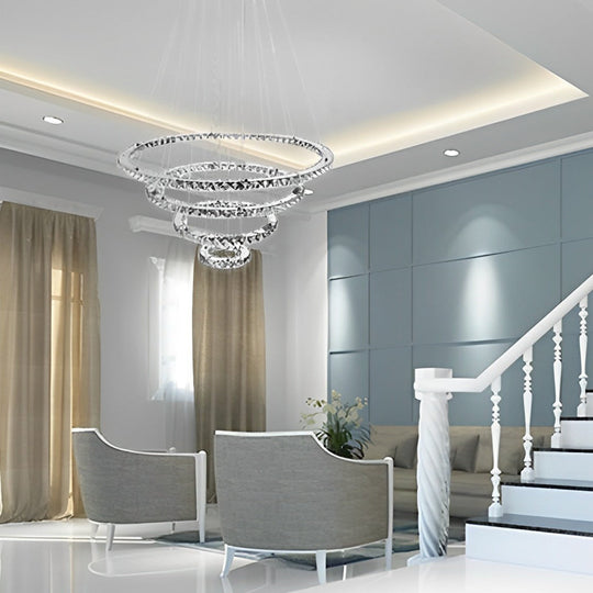 4 Rings Electroplated Crystal LED Modern Chandelier Pendant Light