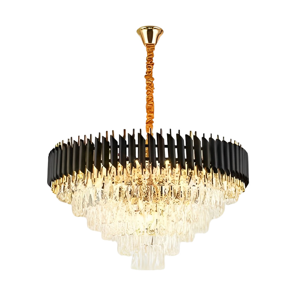 Round Oval Crystal Three Step Dimming Luxury Post Modern Chandelier