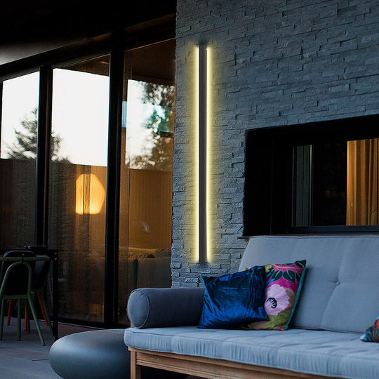 Black Long LED Linear Outdoor Wall Lights – Modern Waterproof Porch & Garden Lighting