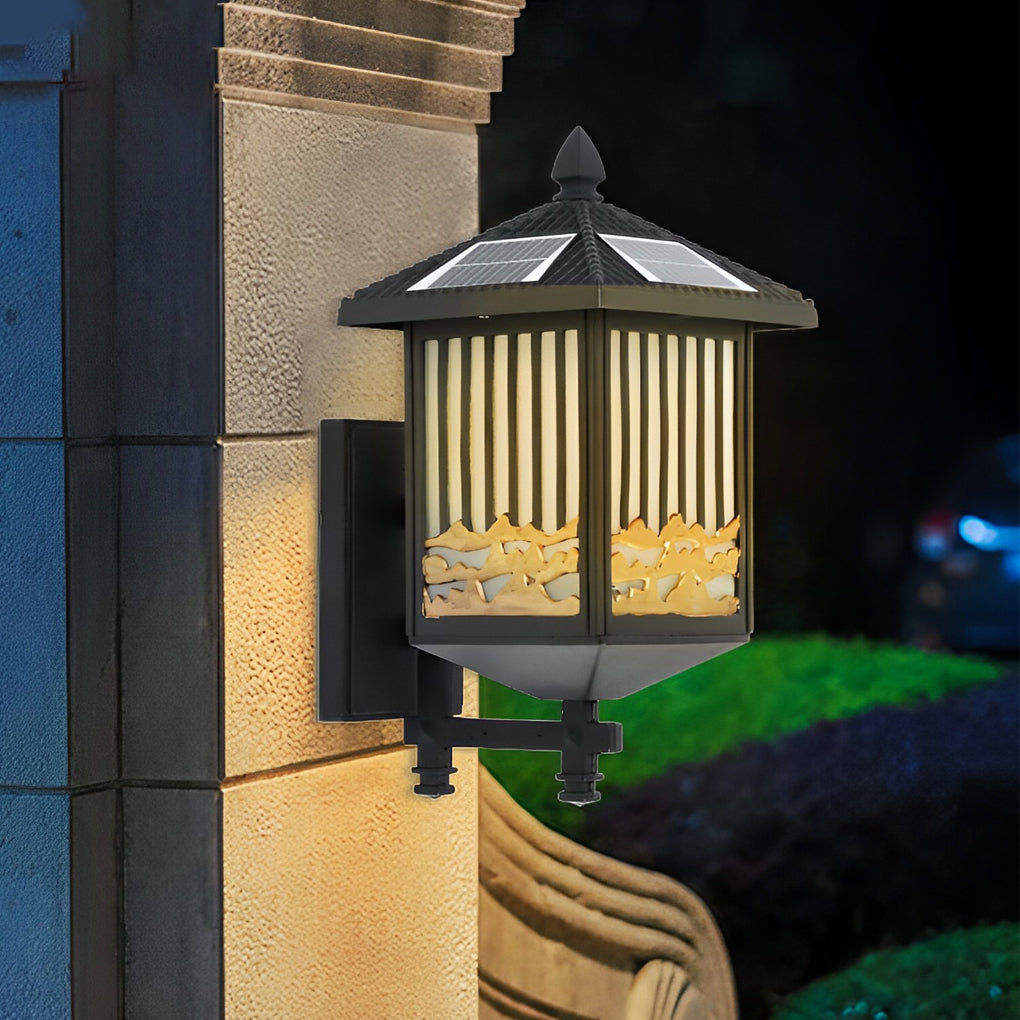 Retro Waterproof LED Black Modern Solar Wall Lights Outdoor Sconce