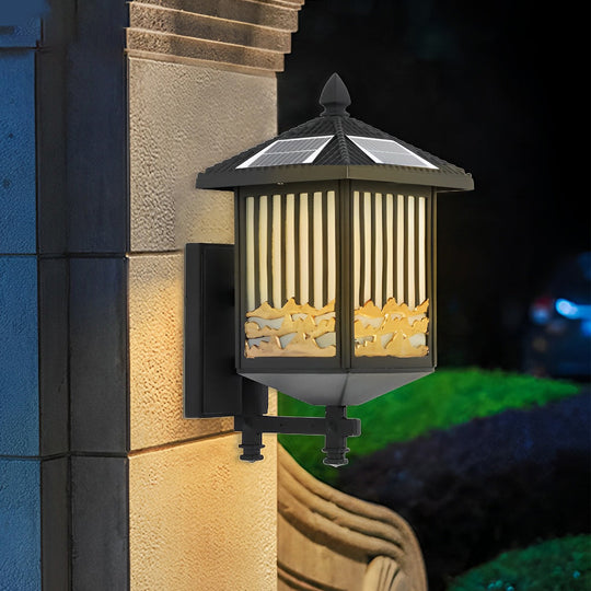 Retro Waterproof LED Black Modern Solar Wall Lights Outdoor Sconce