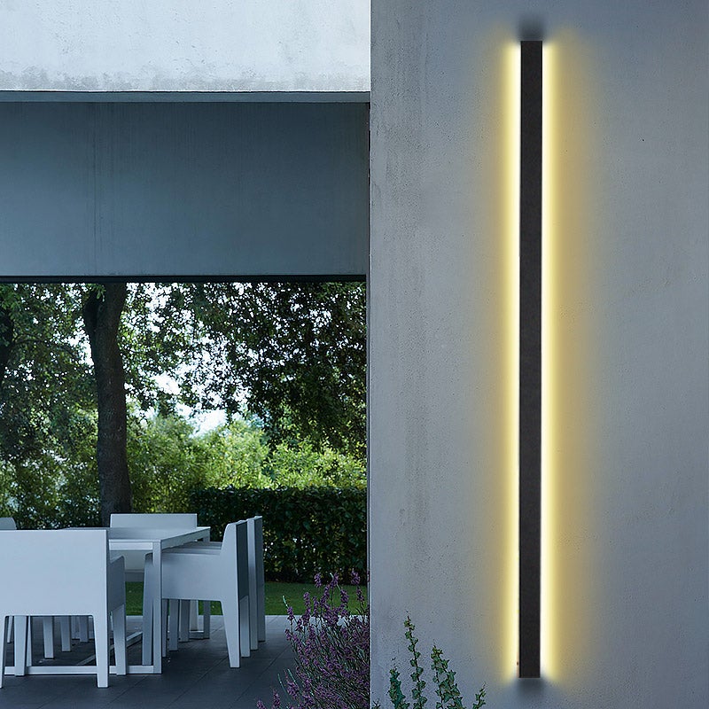 Black Long Linear Metal Waterproof Dimmable Modern Outdoor Wall Lights